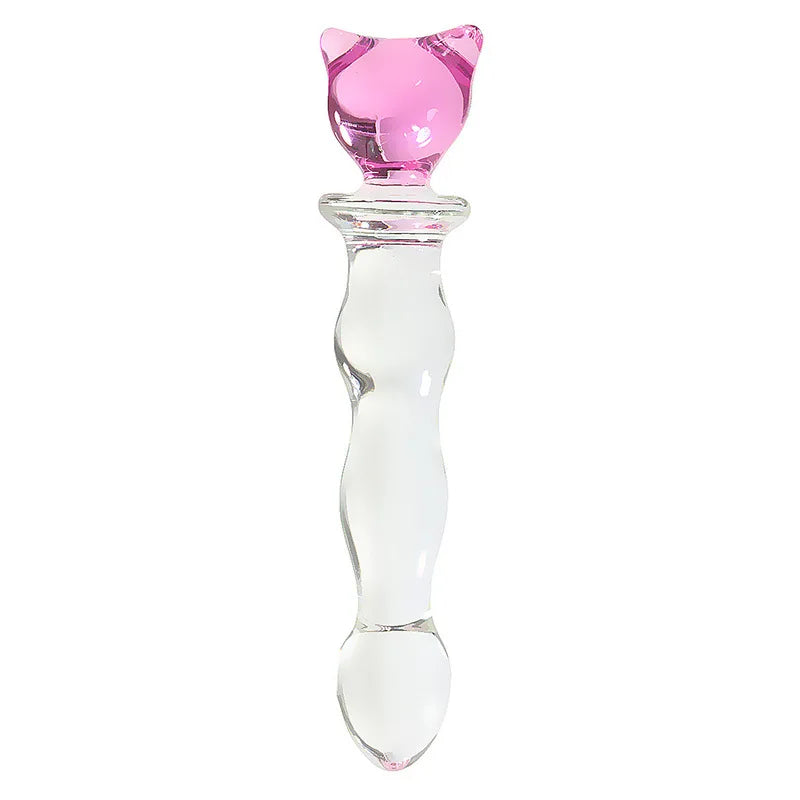 Crystal Pink Heart Glass Wand Dildo