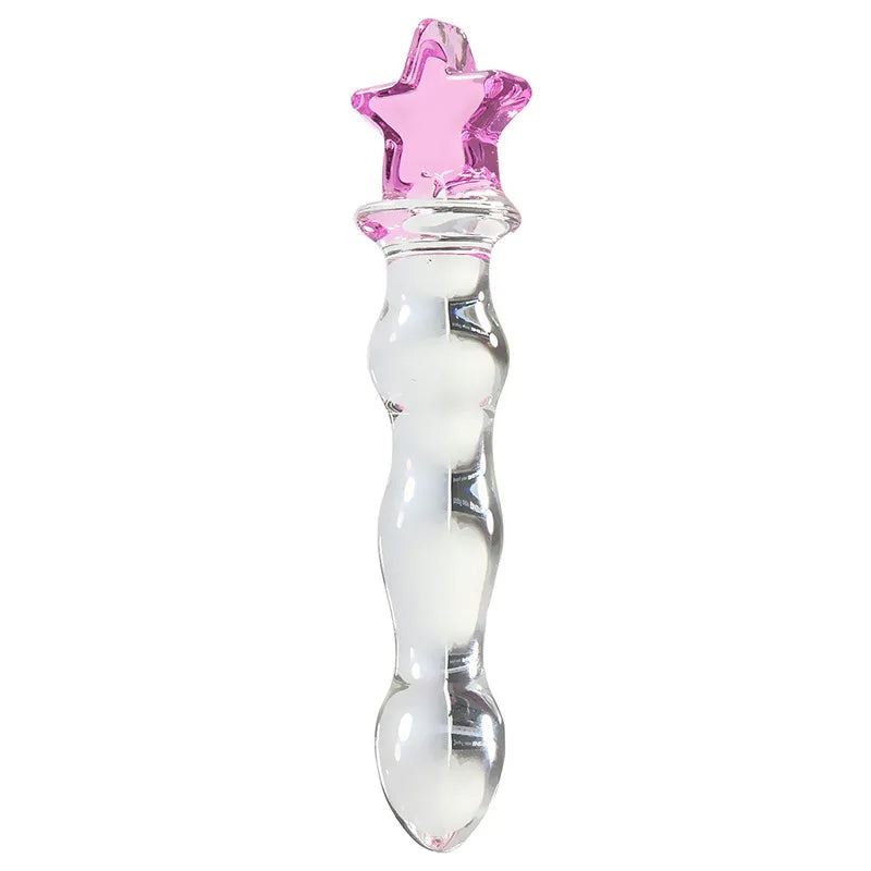 Crystal Pink Heart Glass Wand Dildo