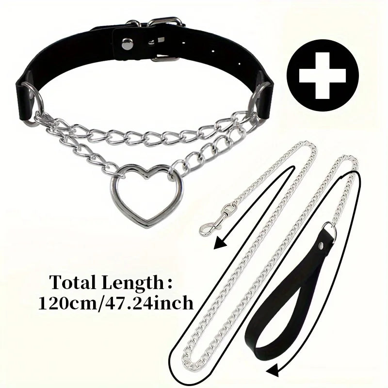 Heart Collar Choker W/ Leash