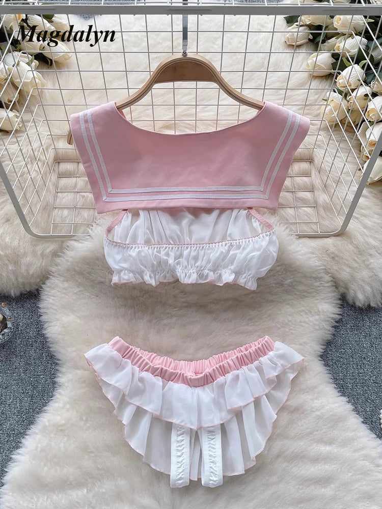 2 Piece Crop Top Skirt Set