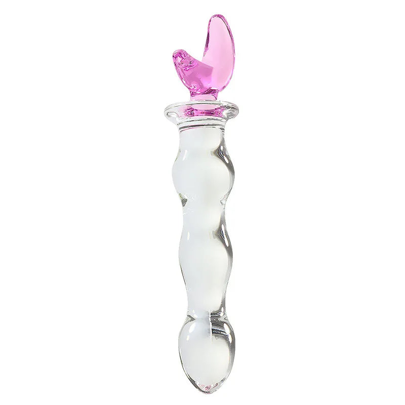 Crystal Pink Heart Glass Wand Dildo